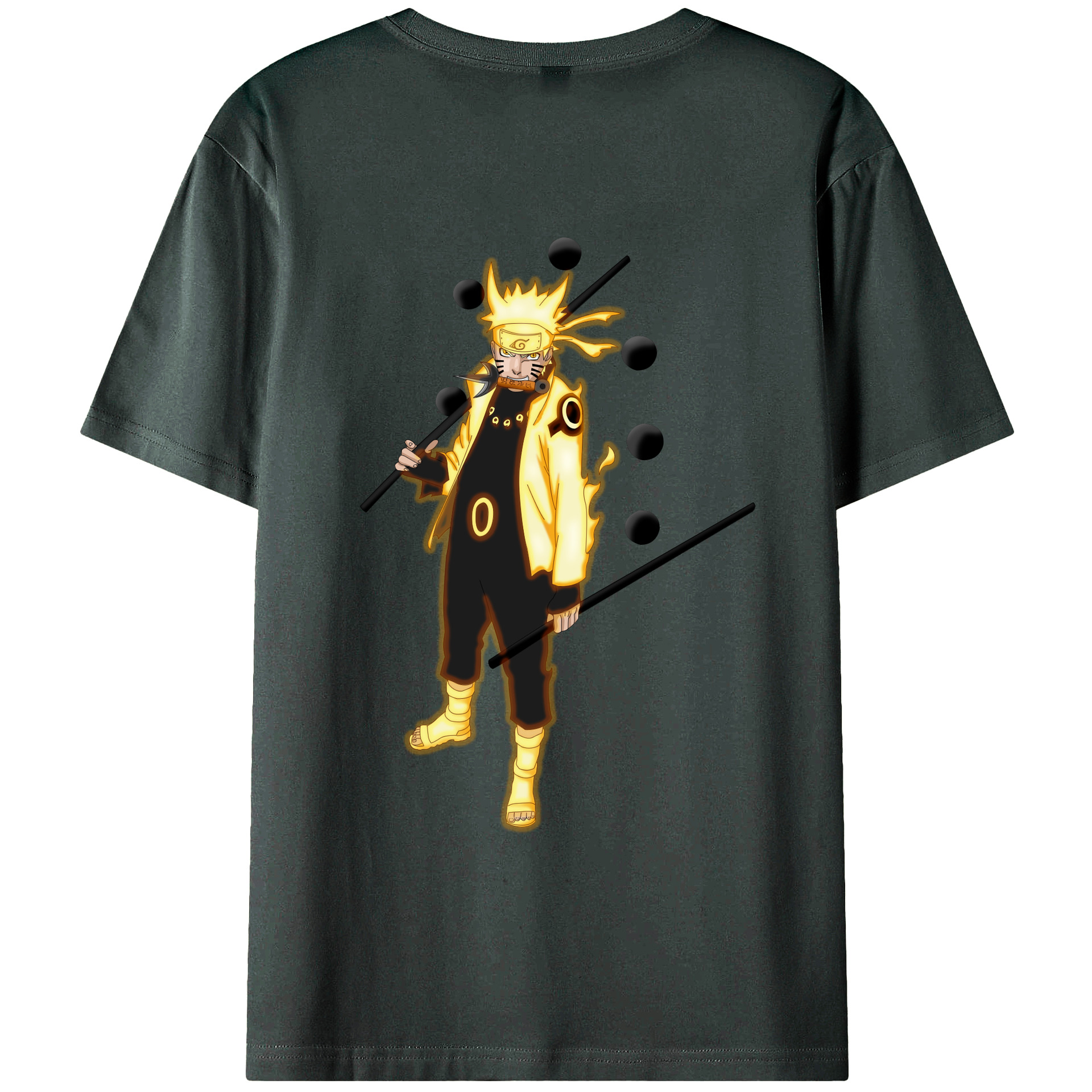 （画像用） NARUTO -ナルト- うずまき ナルト Uzumaki Naruto 綿100％ メンズ半袖Tシャツ（バックプリント） 通気性